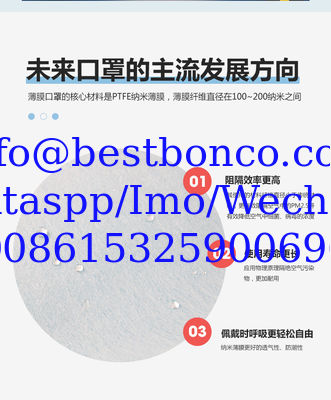 PTFE غشاء النانو غير المنسوج النسيج العرض: أبيض 17.5 سم الوزن: 25 (غ / م2) 1000 متر لكل لفة العرض: أبيض 22.5 سم