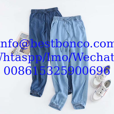 تقليد التوريد الفوري جينز Tencel، جينز غير مضطرب اللون، نسيج جينز رقيق للاستخدام مرة واحدة، مادة الملابس